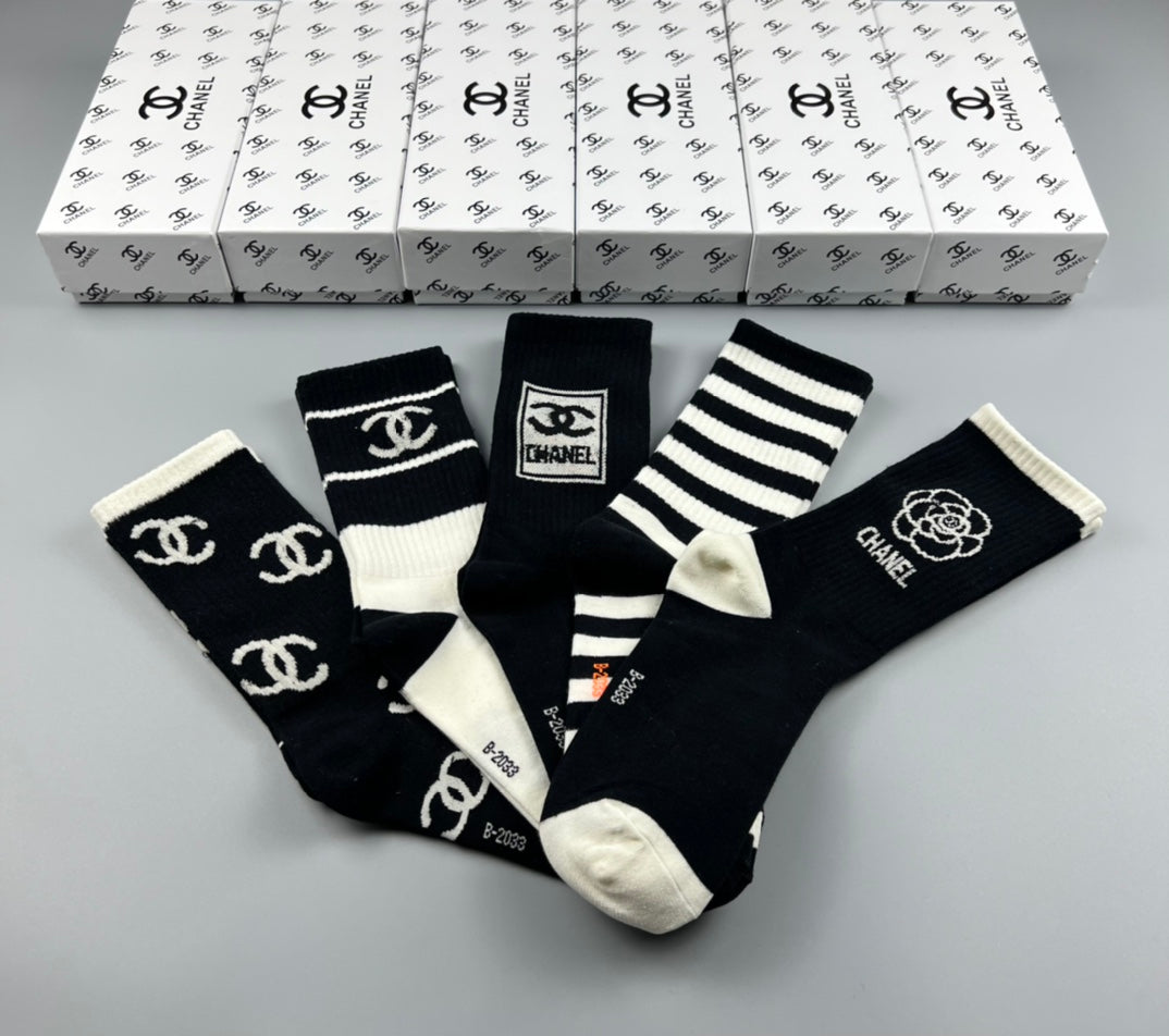 Chanel Cotton Short Socks - 5-Pair Pack