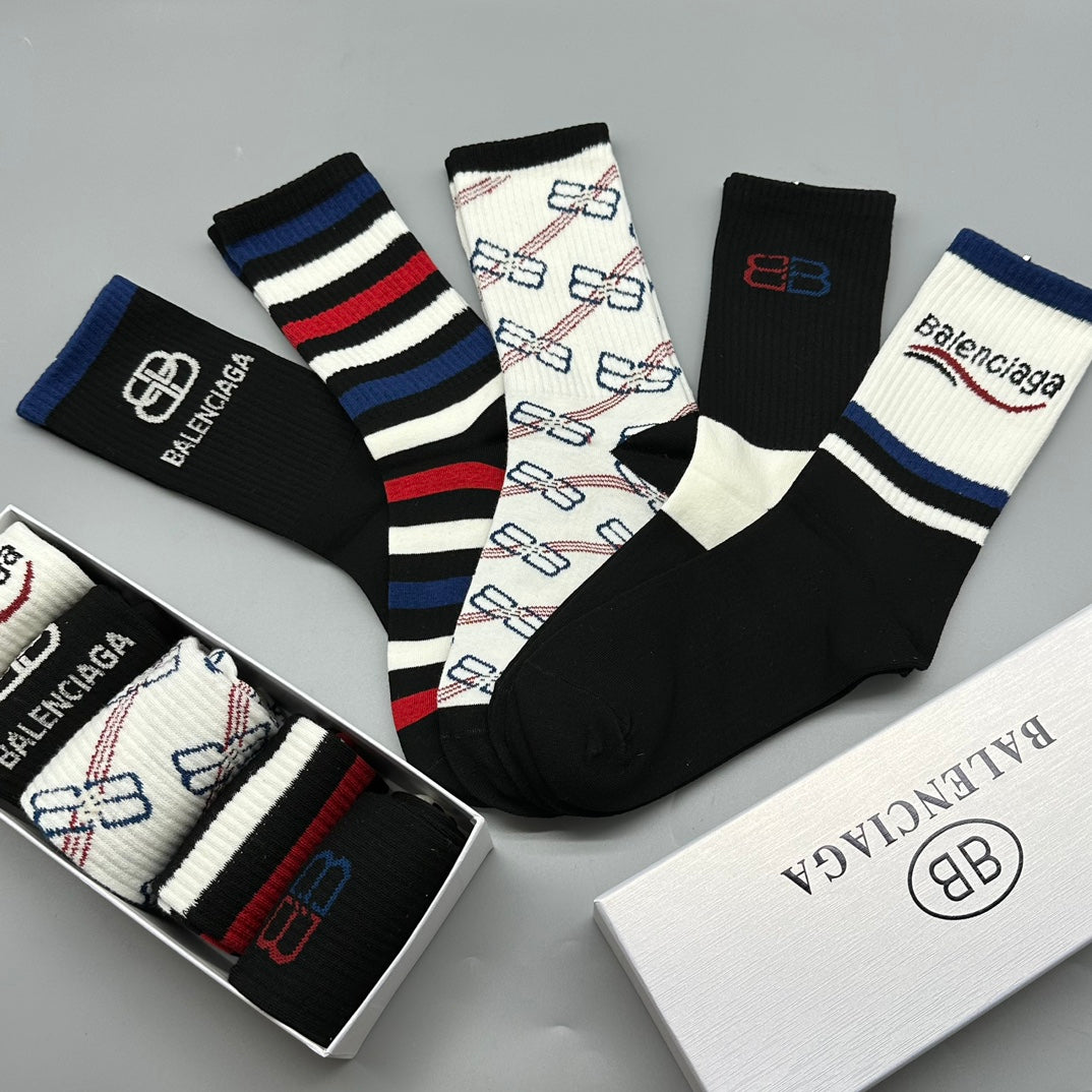 Balenciaga Crew Socks - 5-Pair Pack
