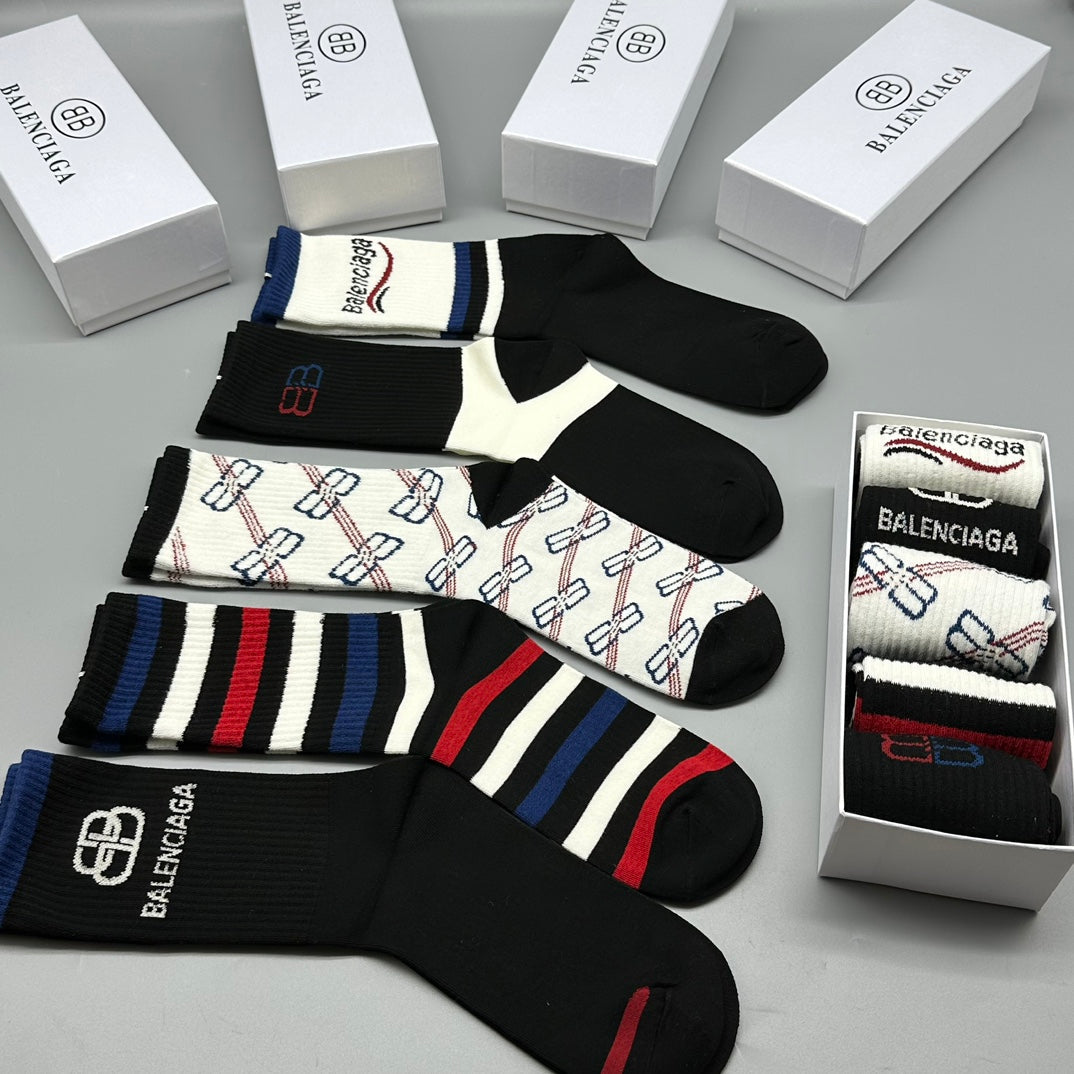 Balenciaga Crew Socks - 5-Pair Pack