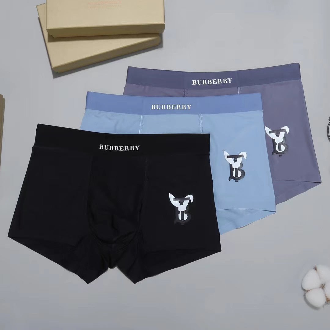 Burberry Visible Colour, Waistband And Emblem Details Men's Boxer Briefs - 3-Piece Box