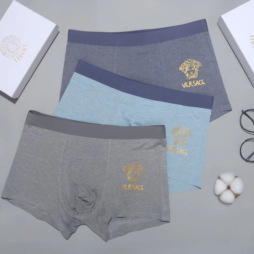 Versace Visible Colour, Waistband And Emblem Details Men's Boxer Briefs - 3-Piece Box