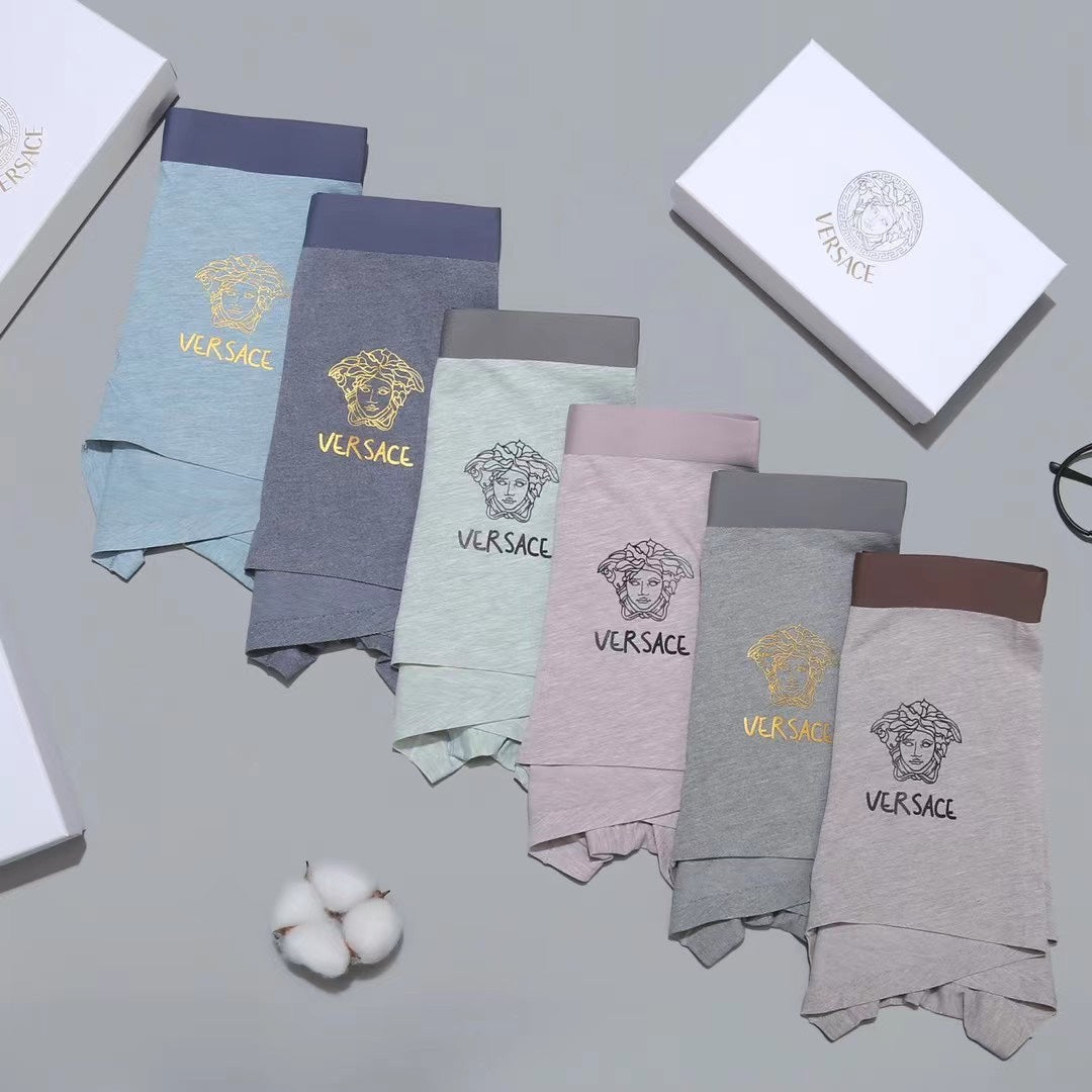 Versace Visible Branded Waistband Or Emblem Details Men's Boxer Briefs - 3-Piece Box