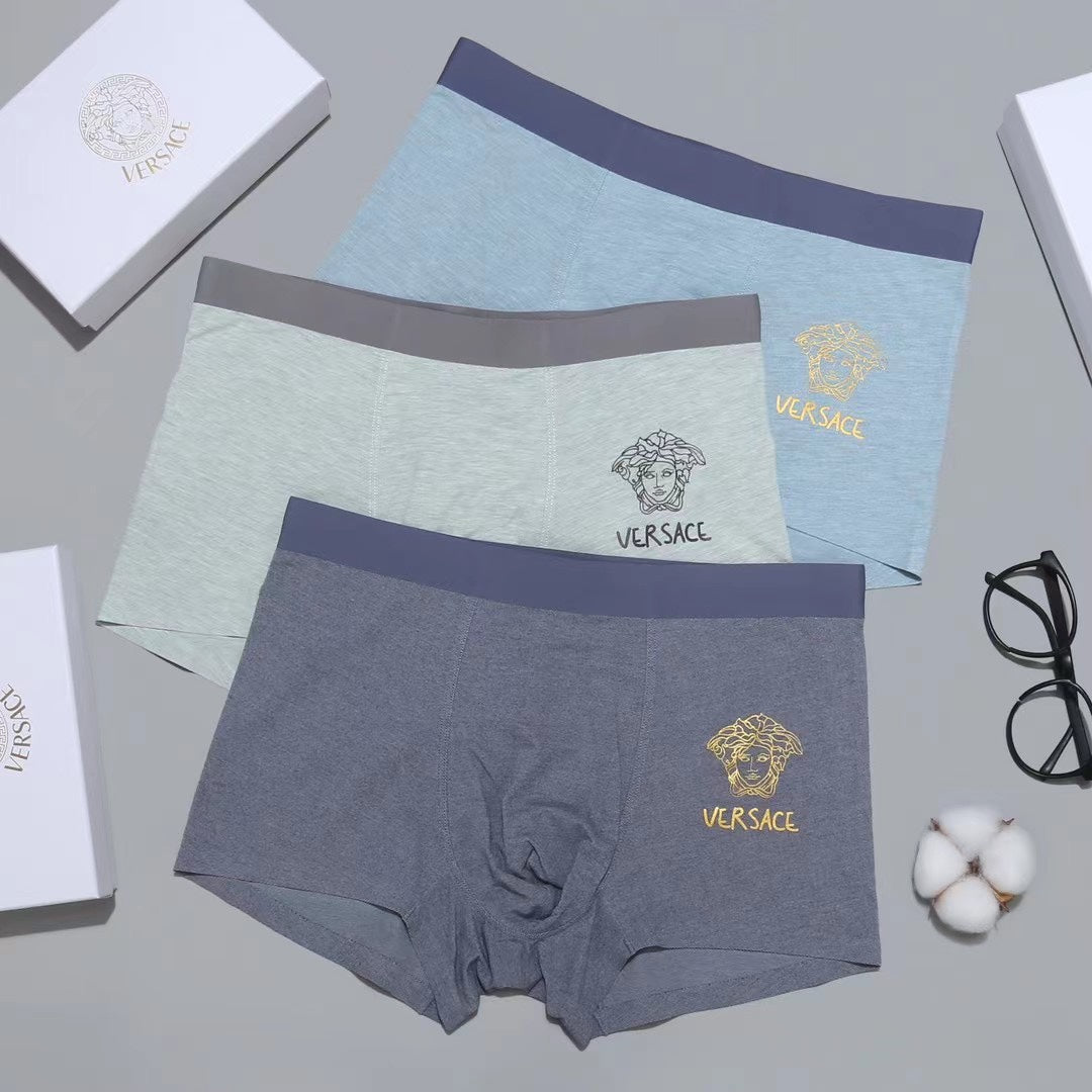 Versace Medallion Details Men's Boxer Briefs - 3-Piece Box