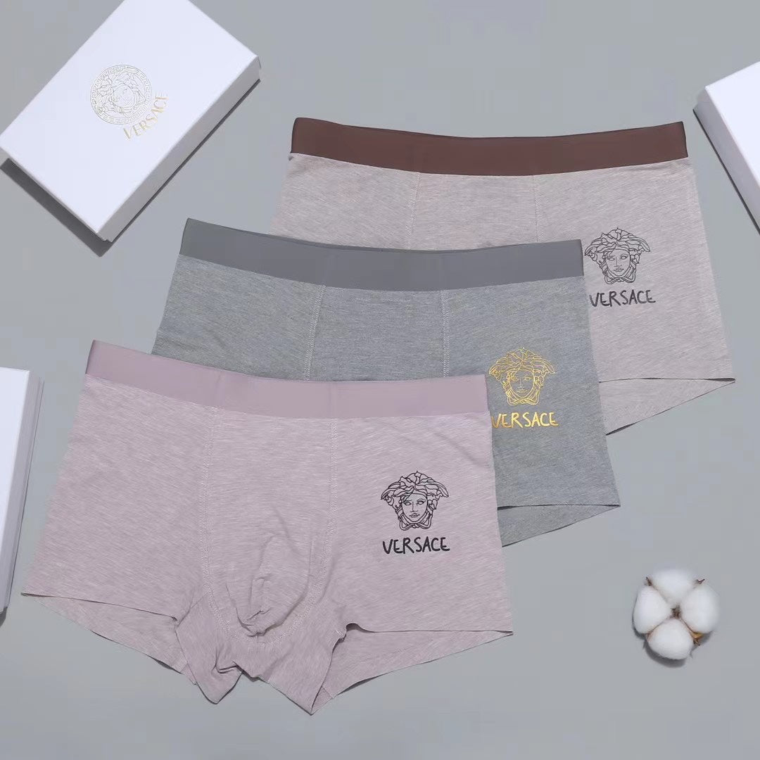 Versace Visible Colour, Waistband And Emblem Details Men's Boxer Briefs - 3-Piece Box
