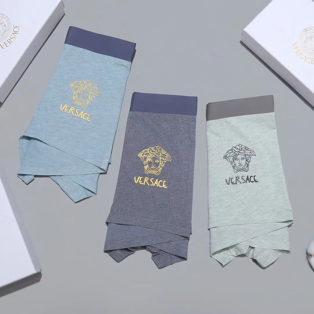 Versace Visible Colour, Waistband And Emblem Details Men's Boxer Briefs - 3-Piece Box