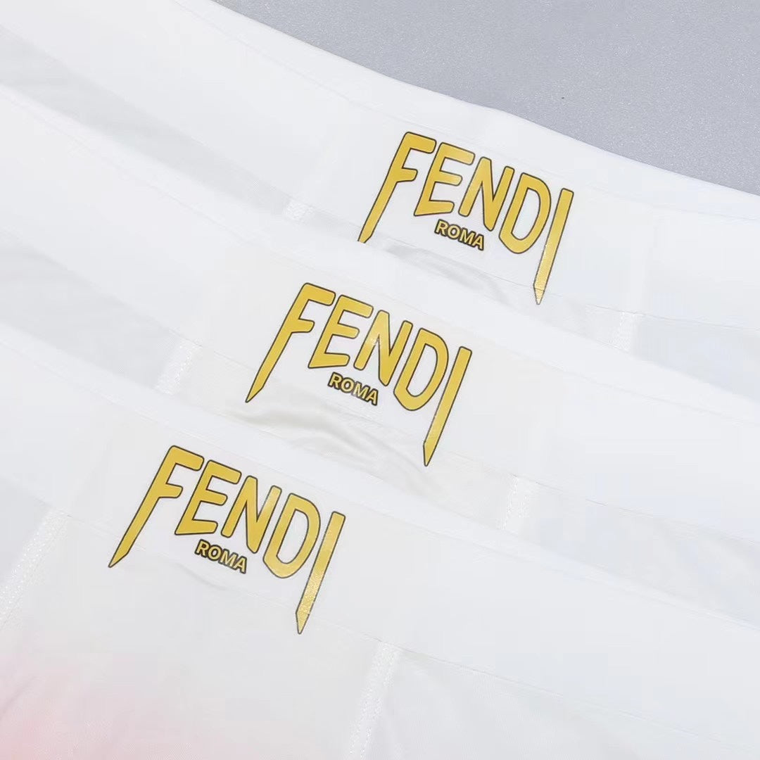 Fendi Coral And Charcoal Gradient Panels Men's Boxer Briefs - 3-Piece Box