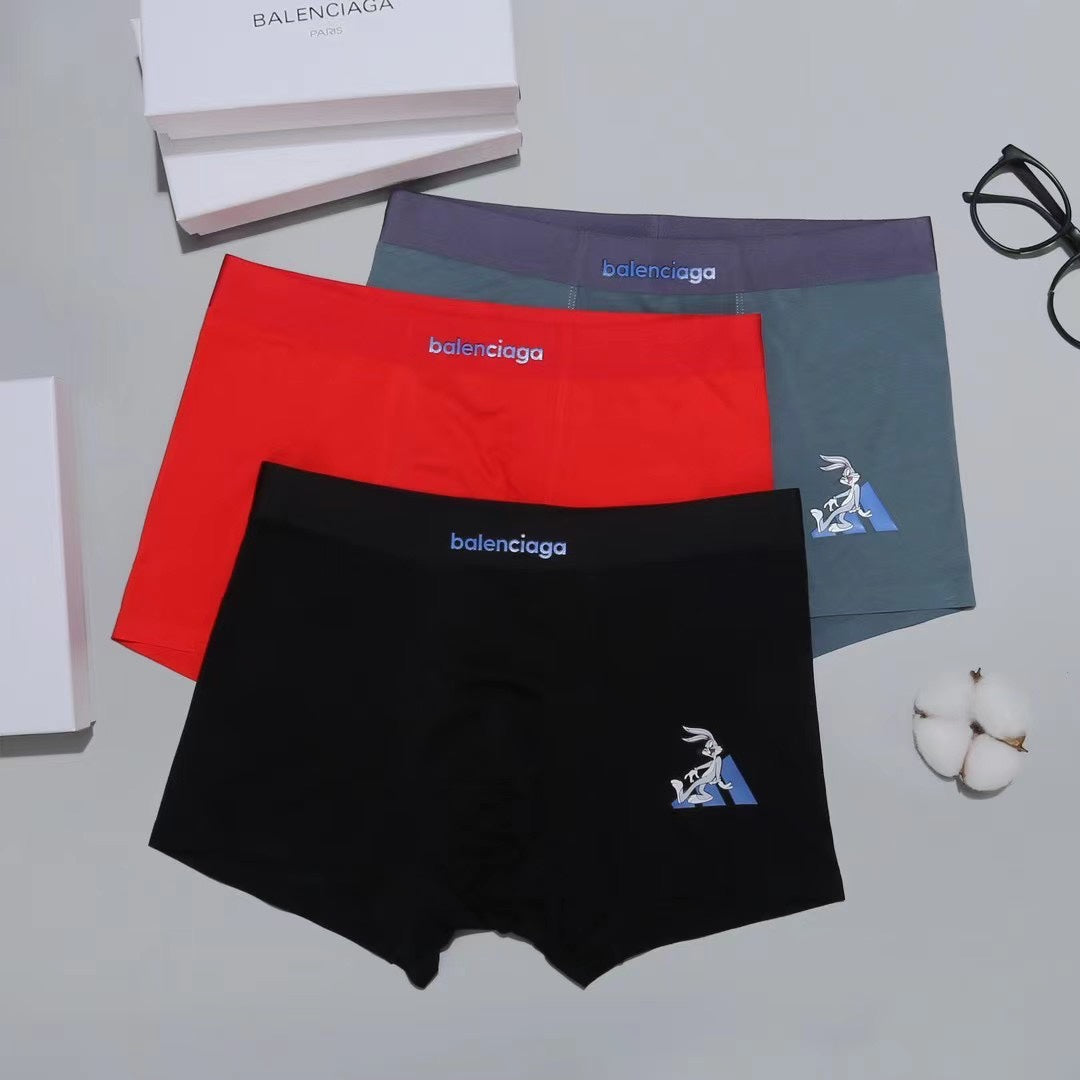 Balenciaga Contrast Wordmark Waistbands Men's Boxer Briefs - 3-Piece Box