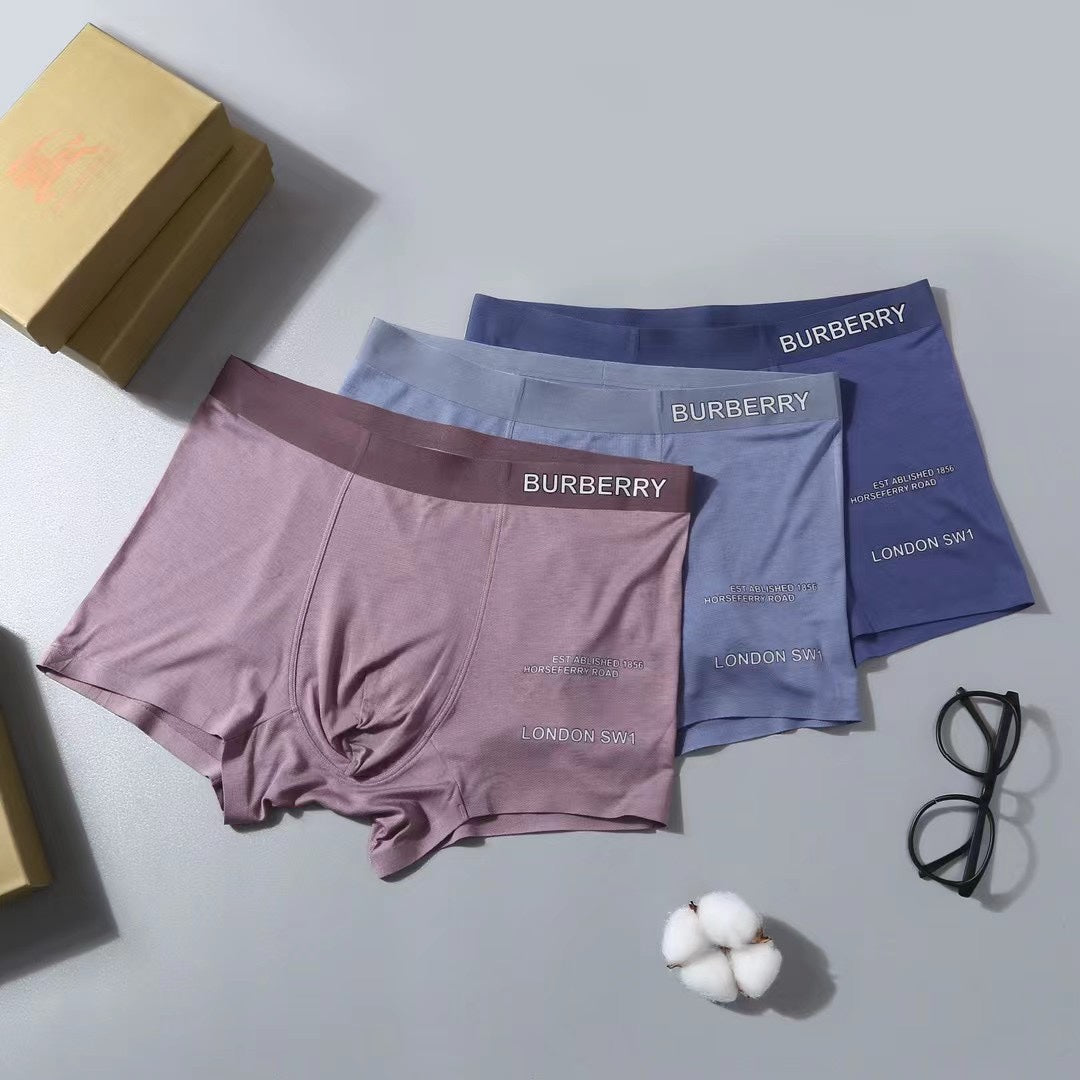 Burberry Clean Wordmark Waistbands Men's Boxer Briefs - 3-Piece Box