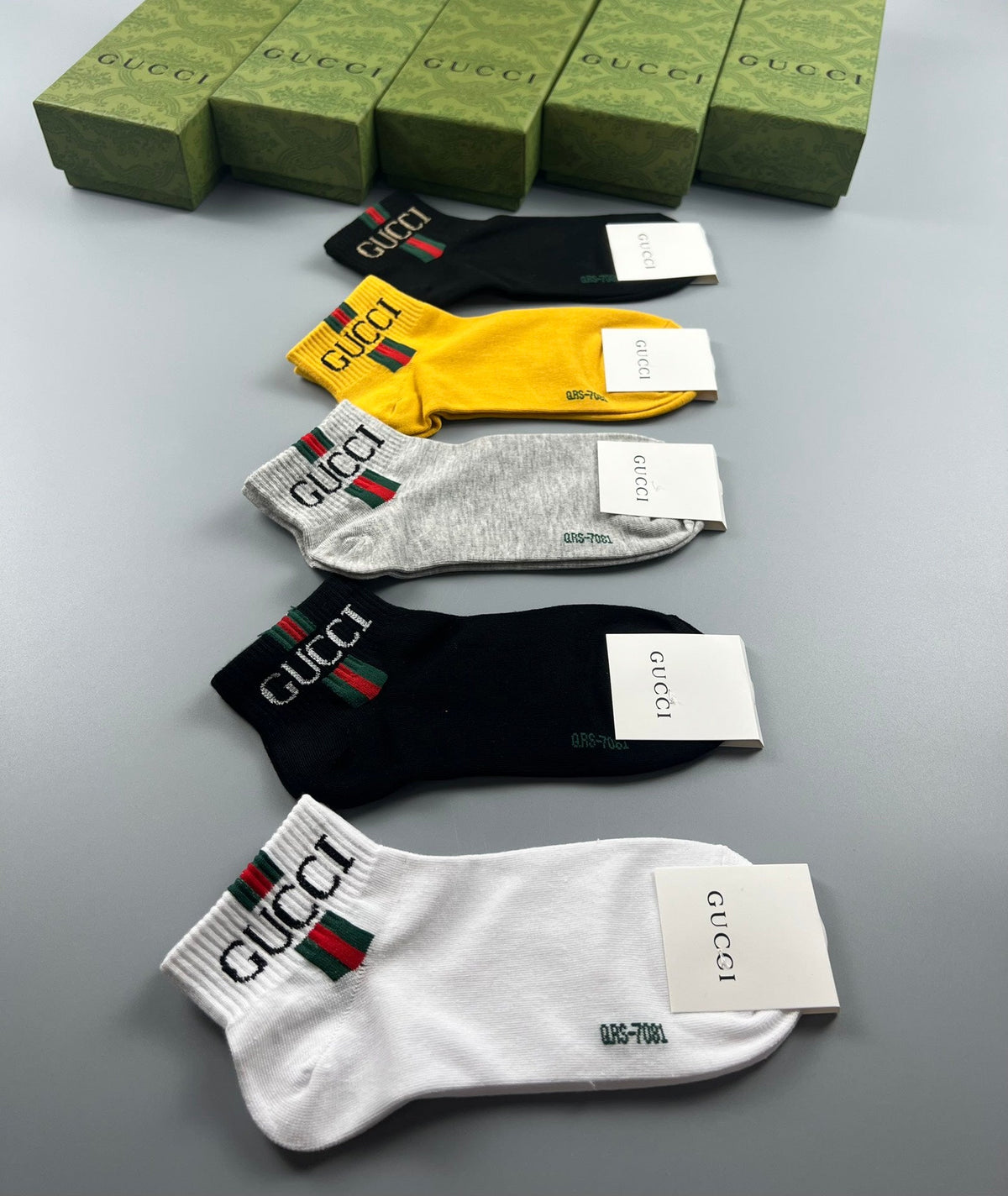 Gucci Color-Pop Logo Crew Socks - Box of 5 Pairs
