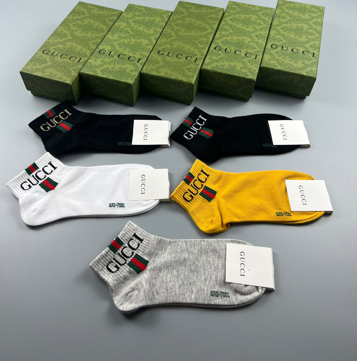 Gucci Color-Pop Logo Crew Socks - Box of 5 Pairs