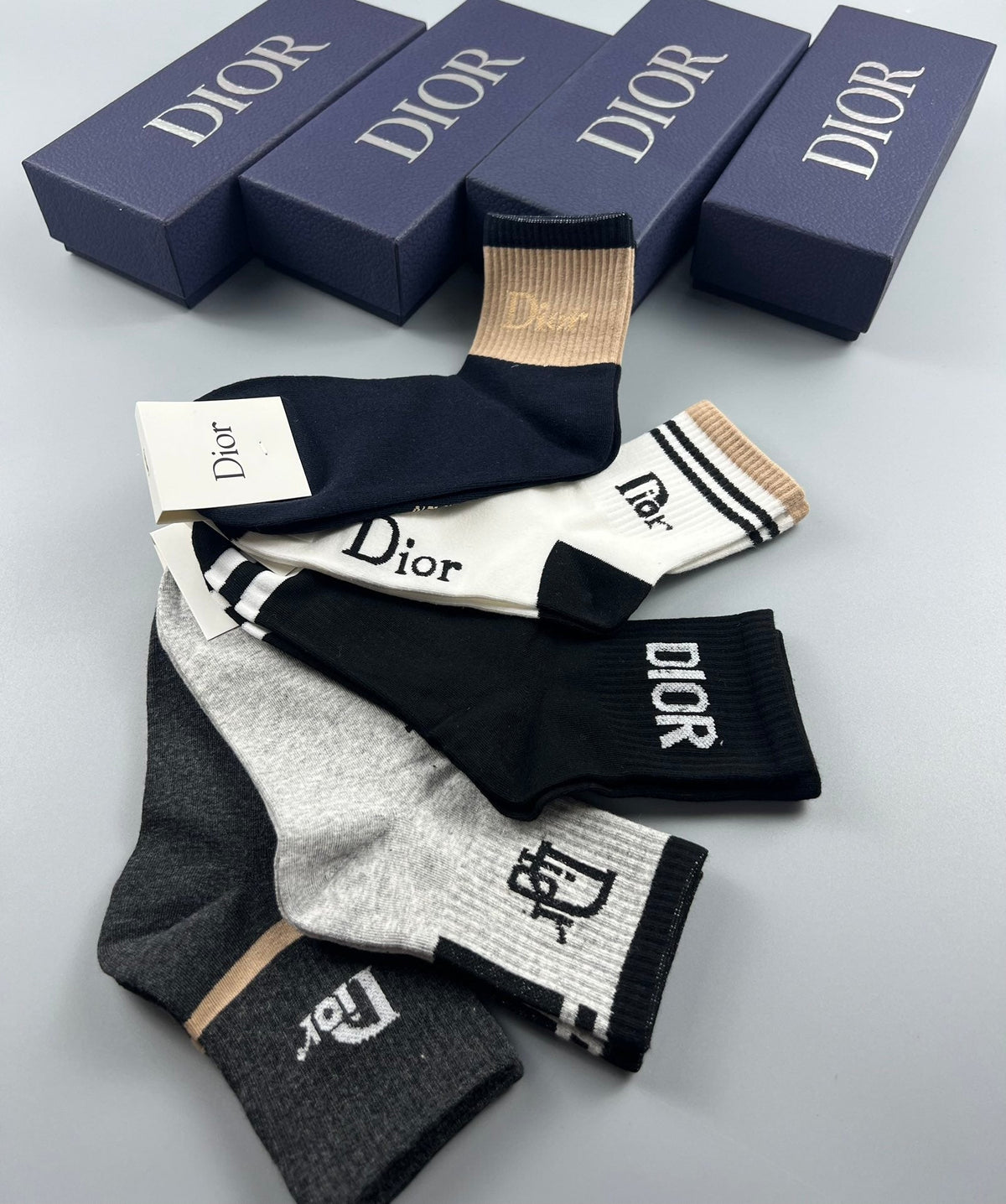 Dior Clean Wordmark Details Ankle Socks - 5-Pair Set