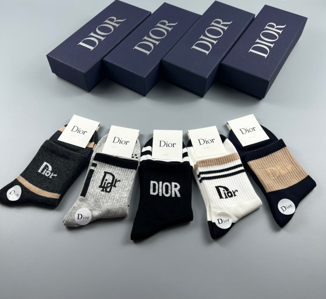Dior Cotton Crew Socks - 5-Pair Pack
