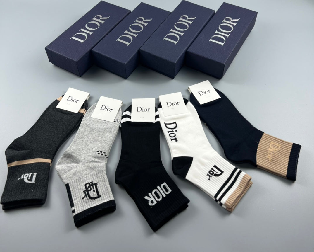 Dior Cotton Short Socks - 5-Pair Pack