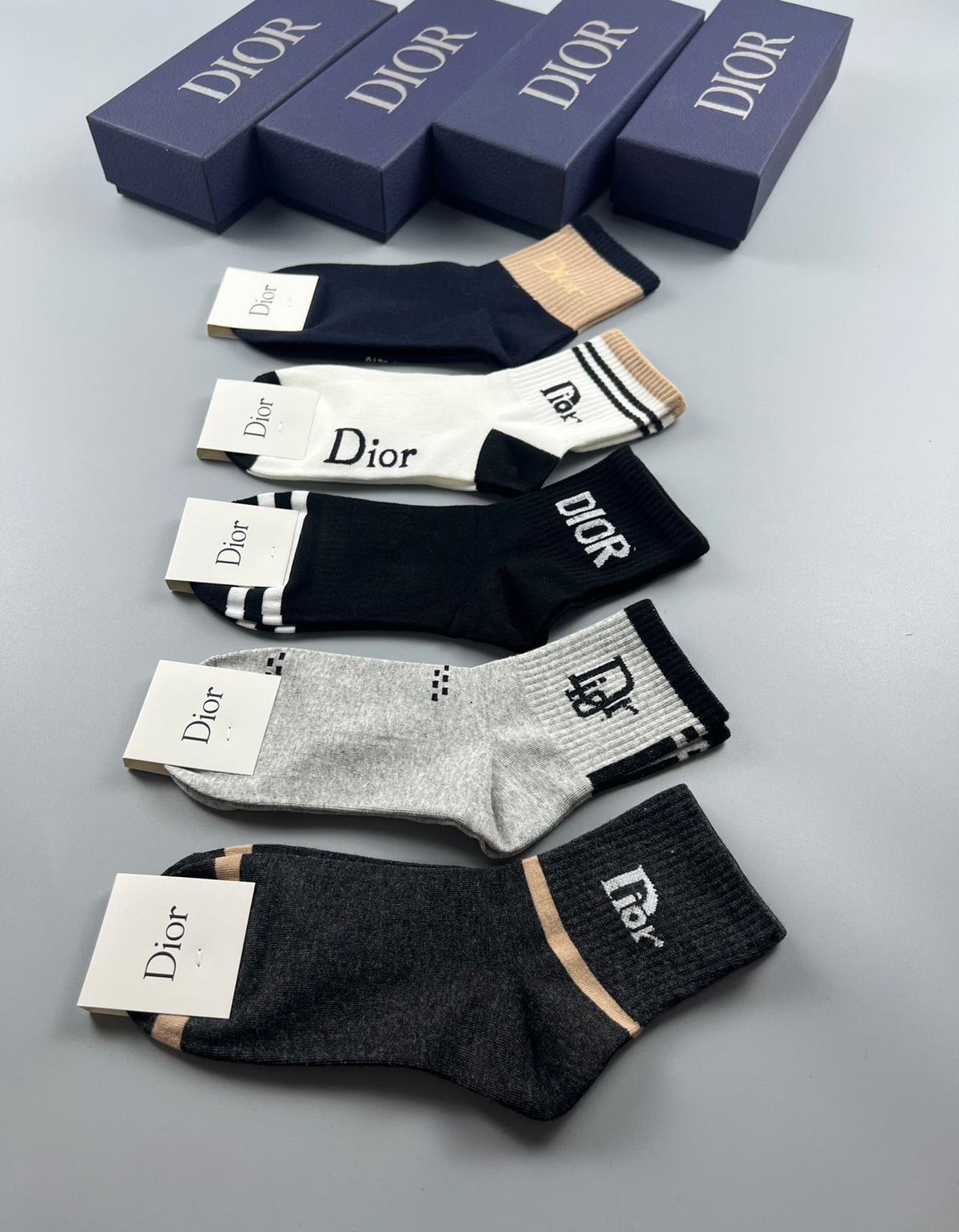 Dior Cotton Short Socks - 5-Pair Pack