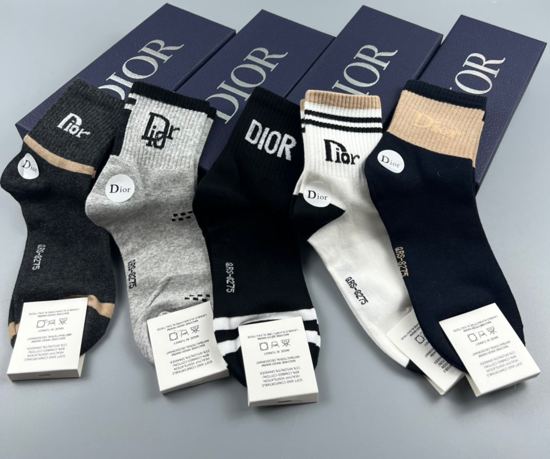 Dior Clean Wordmark Details Ankle Socks - 5-Pair Set
