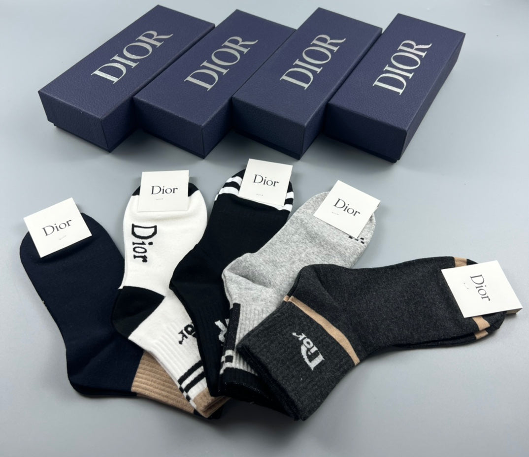 Dior Clean Wordmark Details Ankle Socks - 5-Pair Set