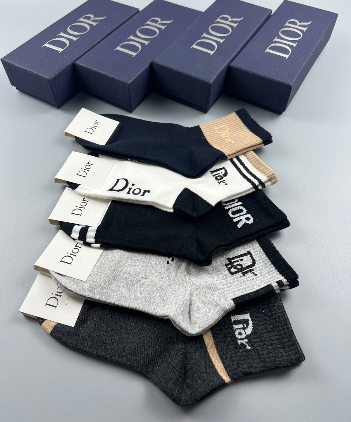 Dior Clean Wordmark Details Ankle Socks - 5-Pair Set