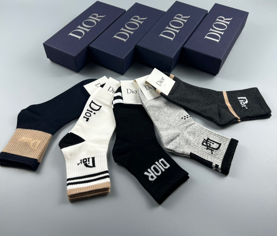 Dior Cotton Crew Socks - 5-Pair Pack