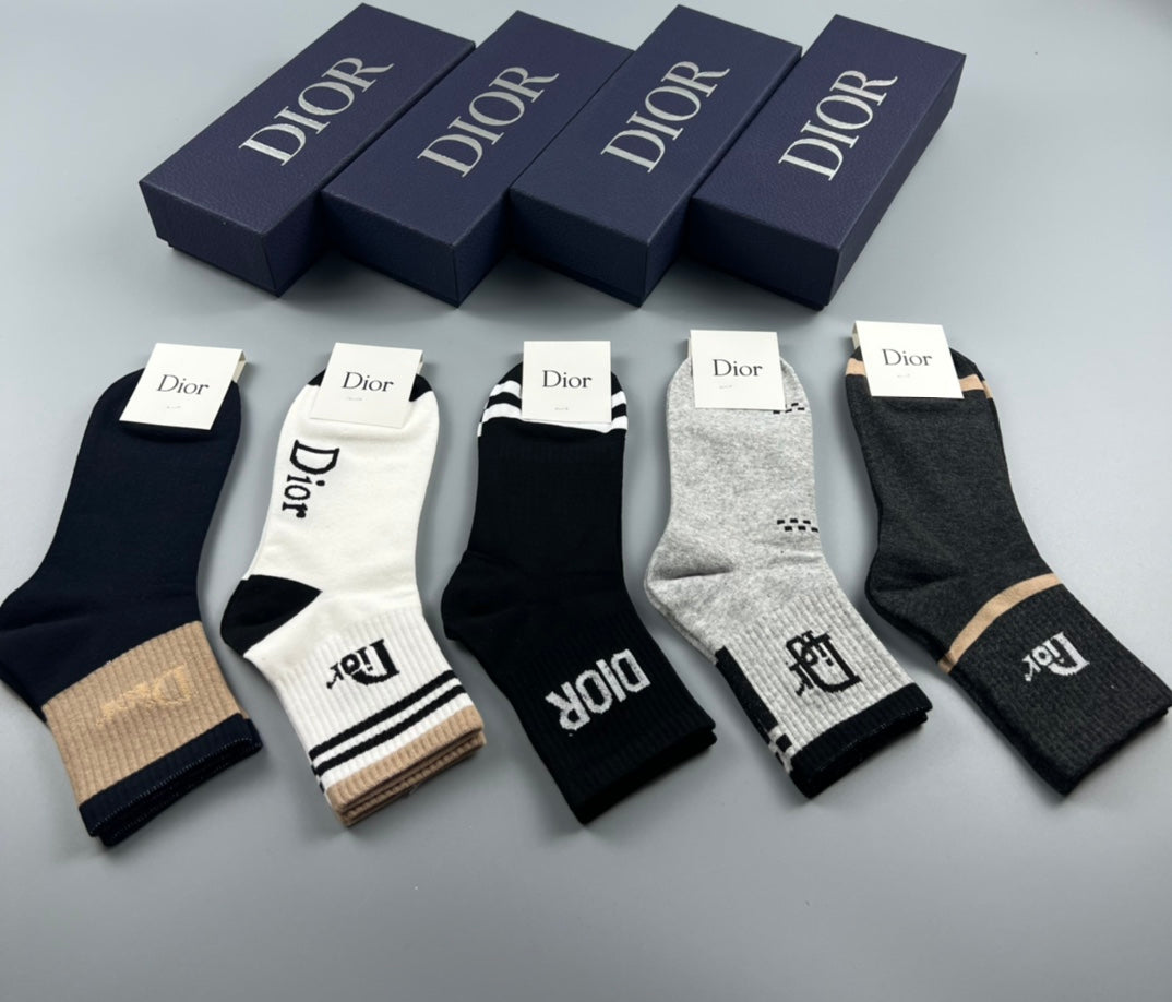 Dior Cotton Crew Socks - 5-Pair Pack