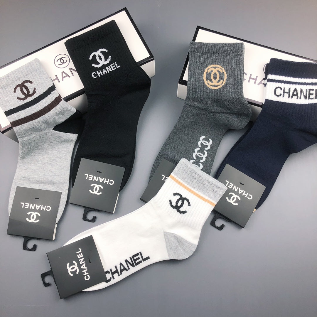 Chanel Cotton Crew Socks - 5-Pair Pack