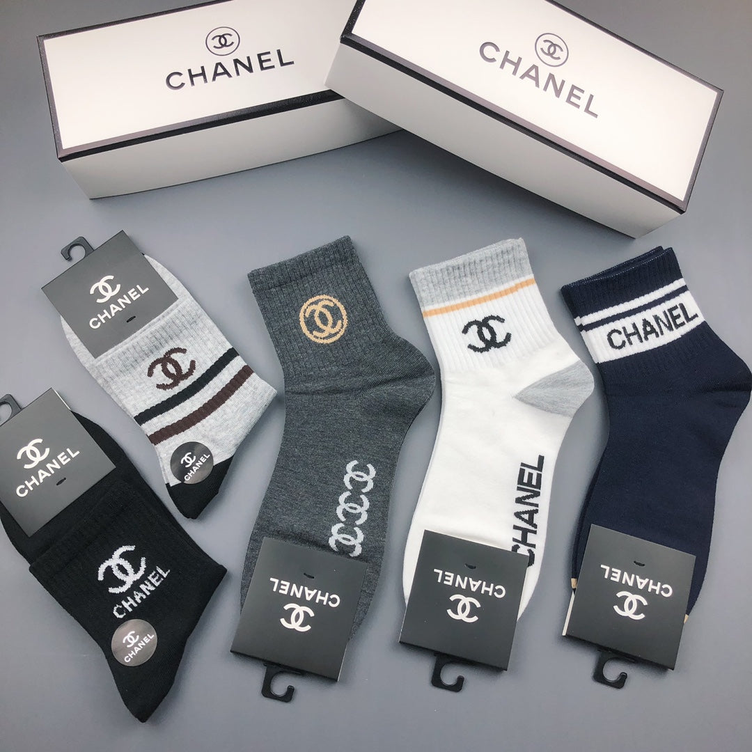 Chanel Cotton Crew Socks - 5-Pair Pack