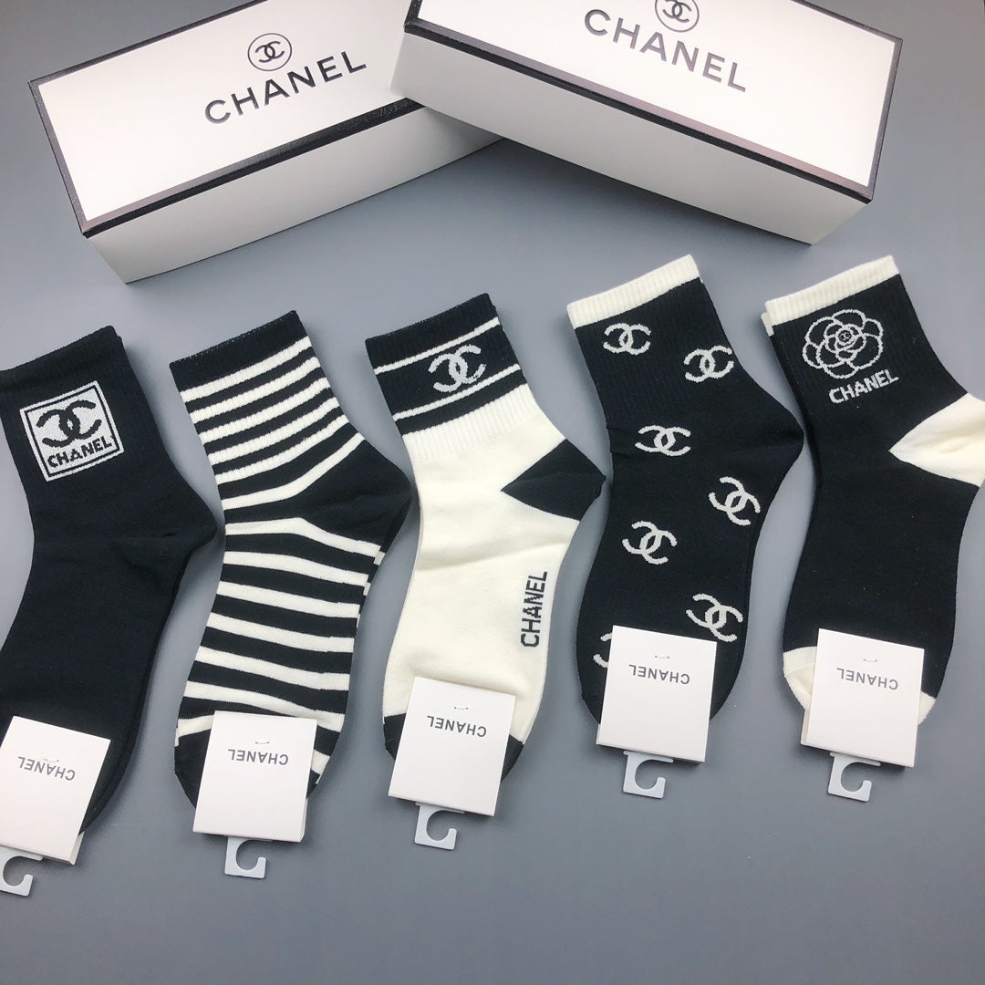 Chanel Cotton Crew Socks - 5-Pair Pack