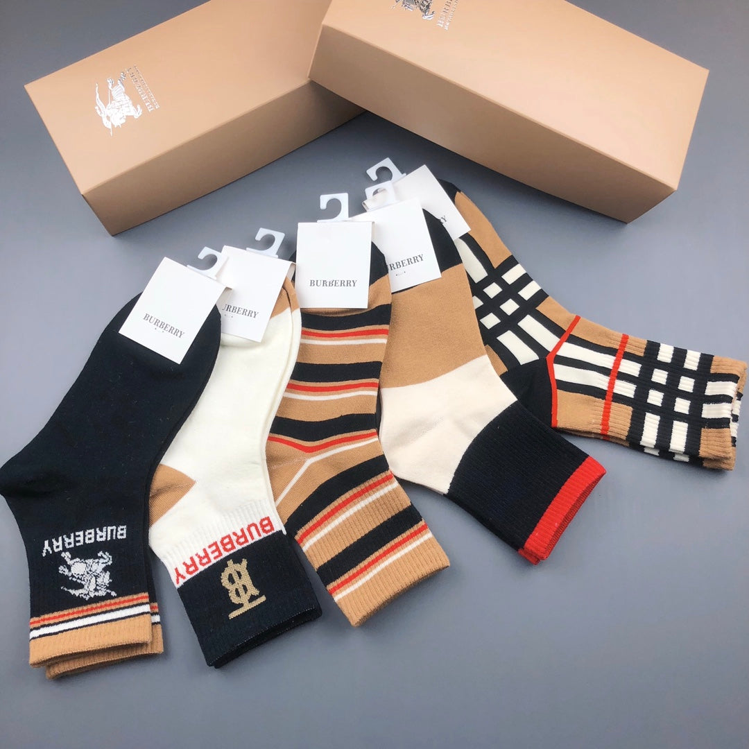Burberry Cotton Crew Socks - 5-Pair Pack