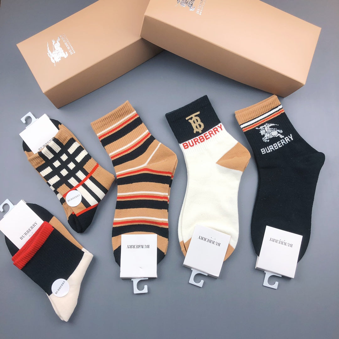 Burberry Cotton Crew Socks - 5-Pair Pack