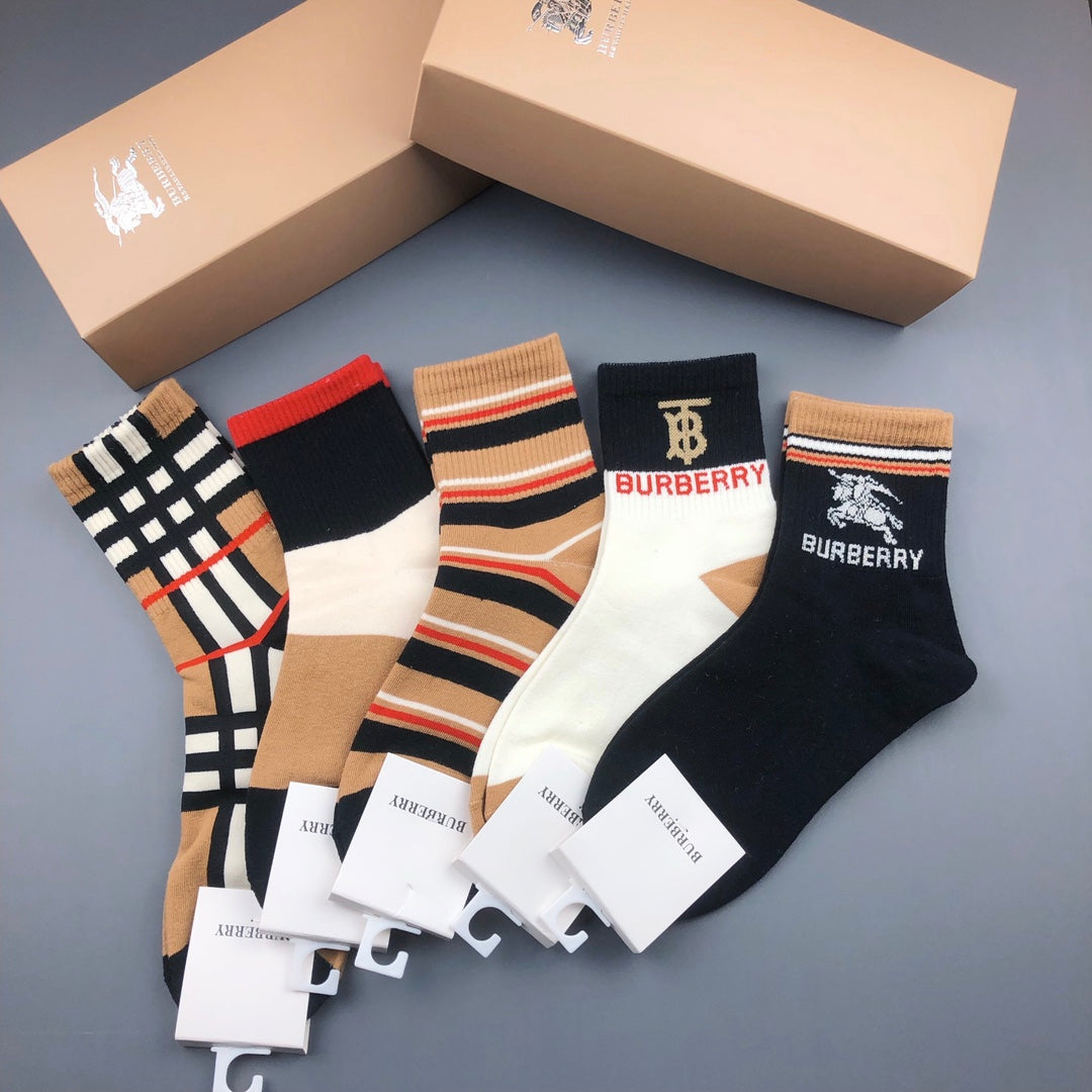 Burberry Striped Crew Socks - 5-Pair Box