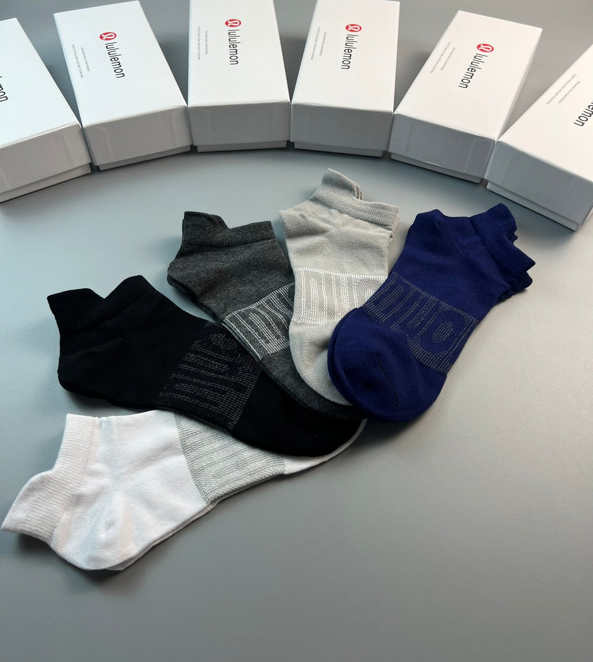 Lululemon Visible Branded Cuff Or Emblem Details No-Show Socks - 5-Pair Set