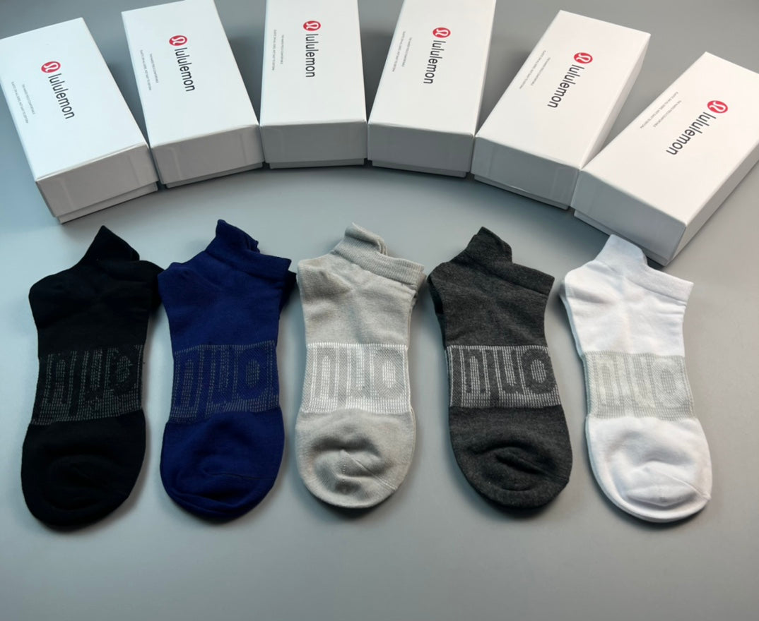 Lululemon Visible Branded Cuff Or Emblem Details No-Show Socks - 5-Pair Set