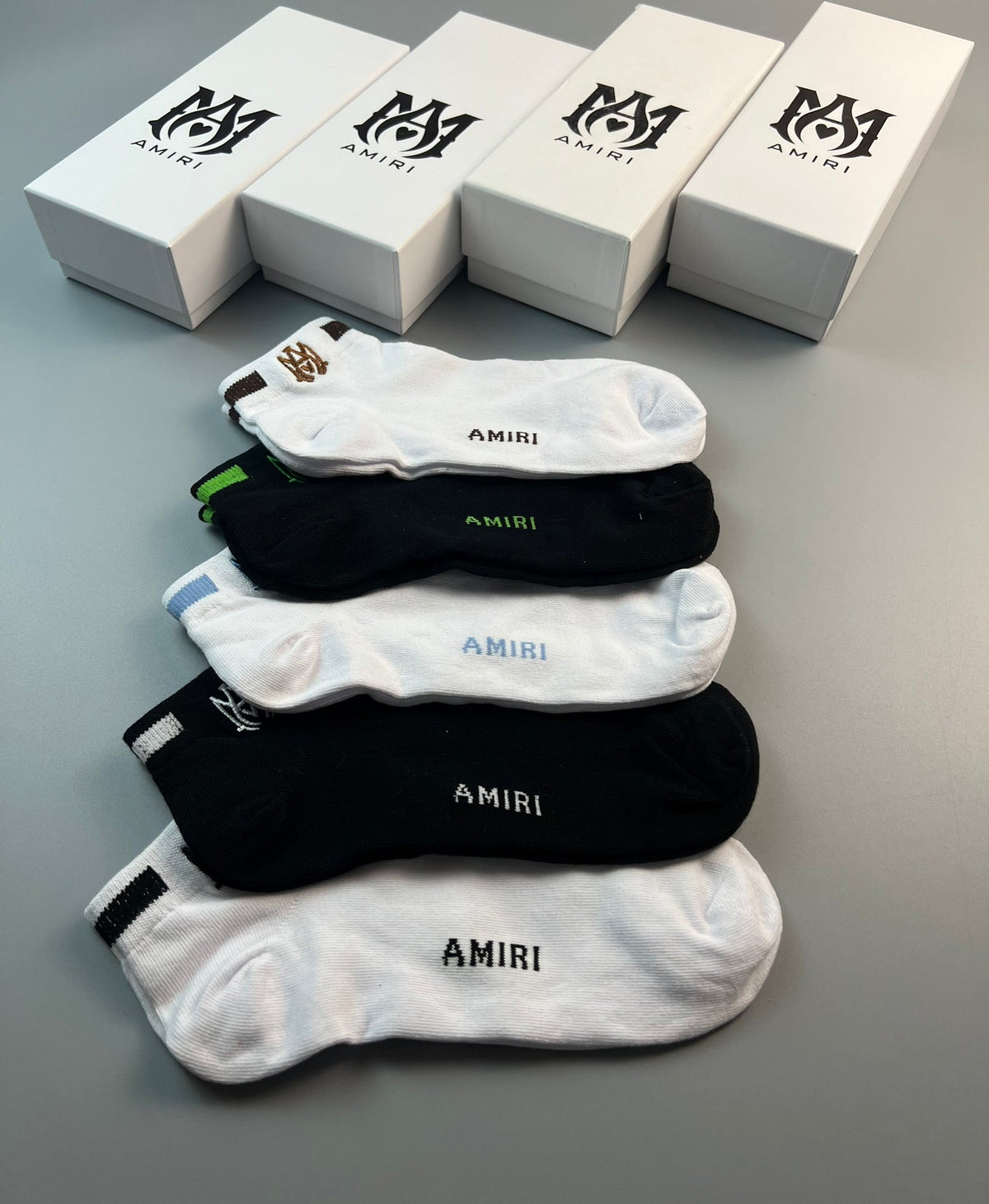 Amiri Ma-Style Graphics Ankle Socks - 5-Pair Set