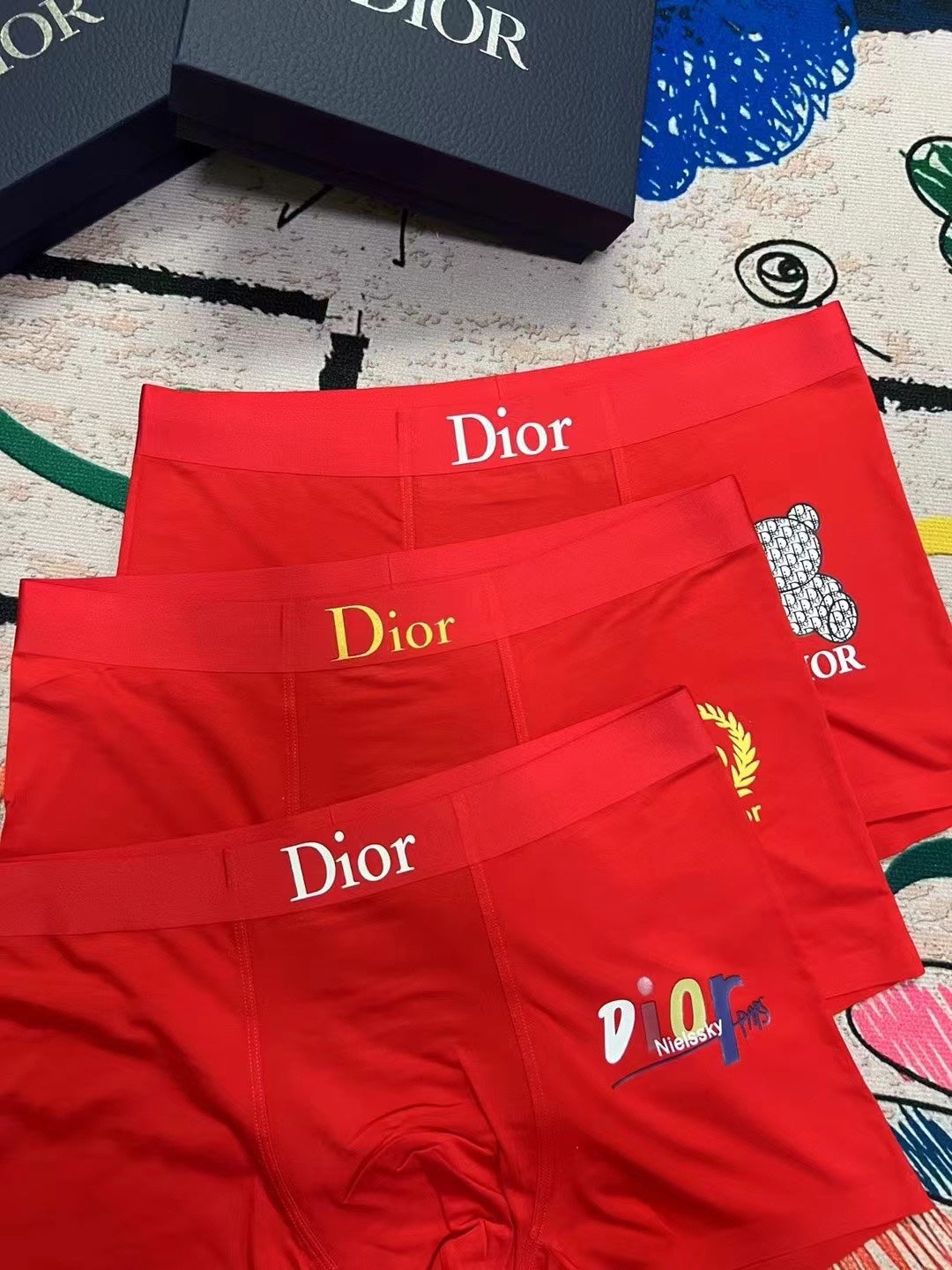 Dior Red Crest Boxer Briefs 3-Piece Box Collection Essentials