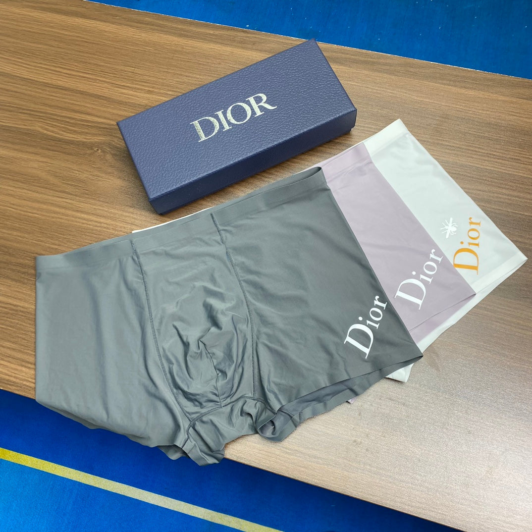 Dior Cotton Visible Branded Waistband Or Emblem Details Men's Boxer Briefs - 3-Piece Box
