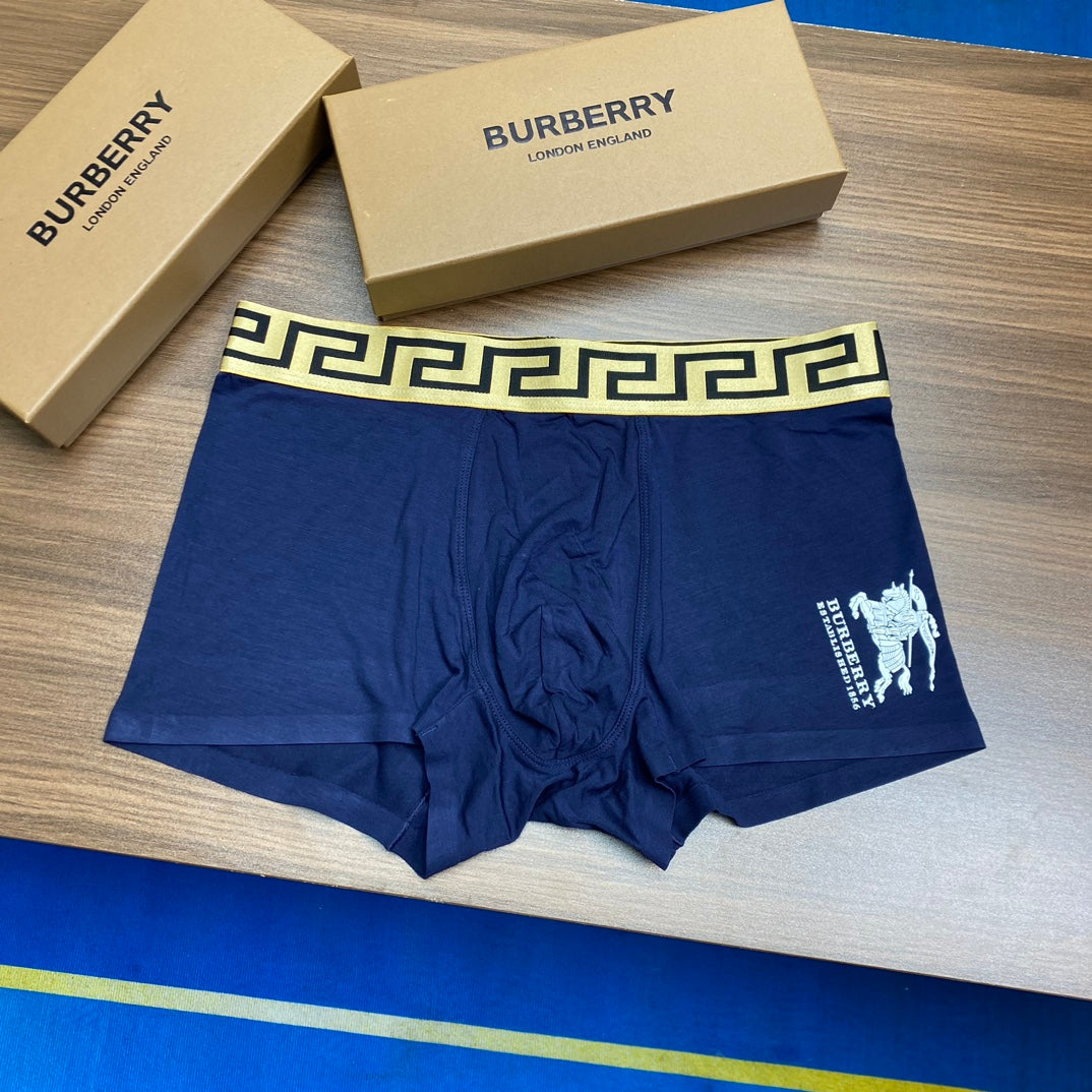 Burberry Bold Lettering And Patterned Waistbands Men's Boxer Briefs - 3-Piece Box
