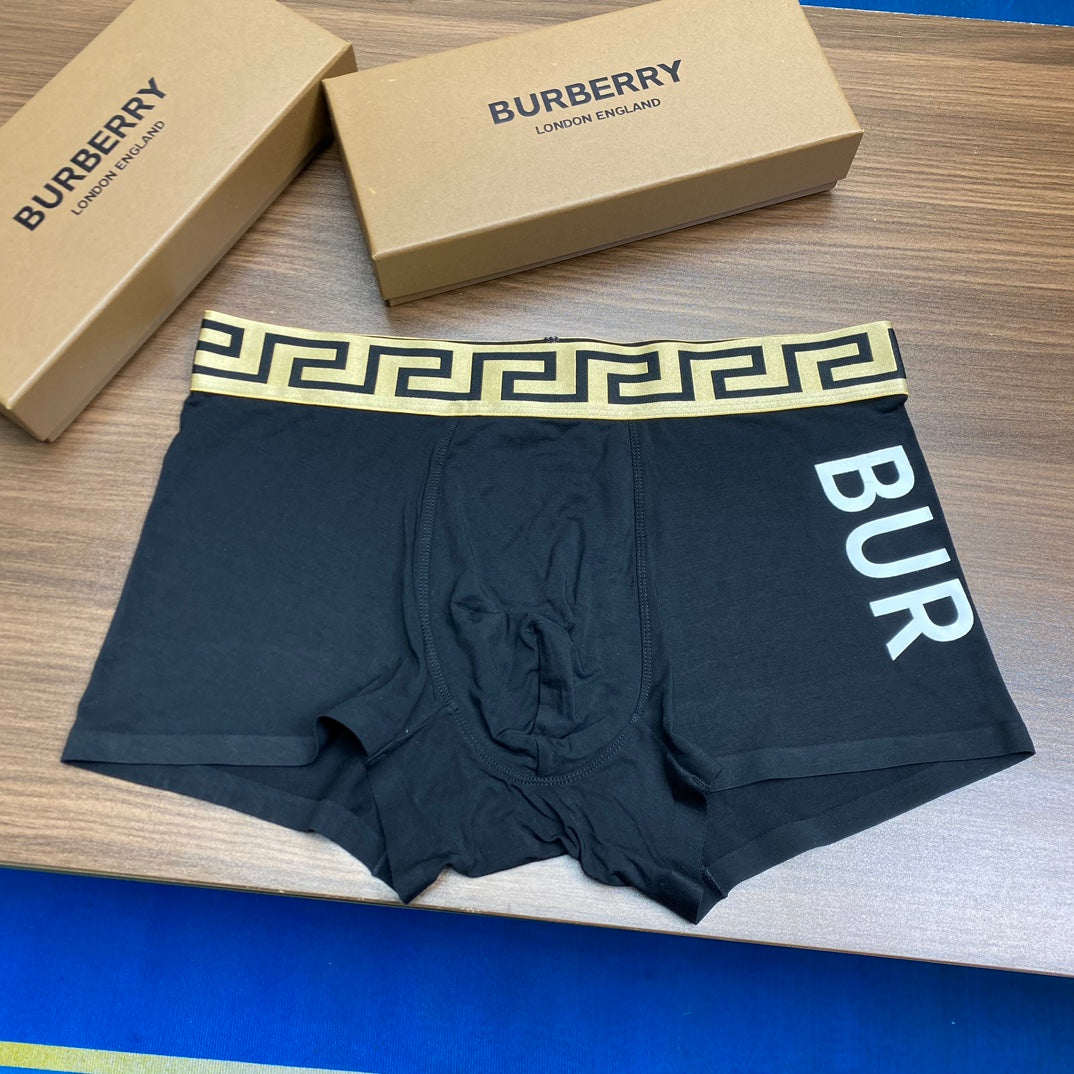 Burberry Bold Lettering And Patterned Waistbands Men's Boxer Briefs - 3-Piece Box