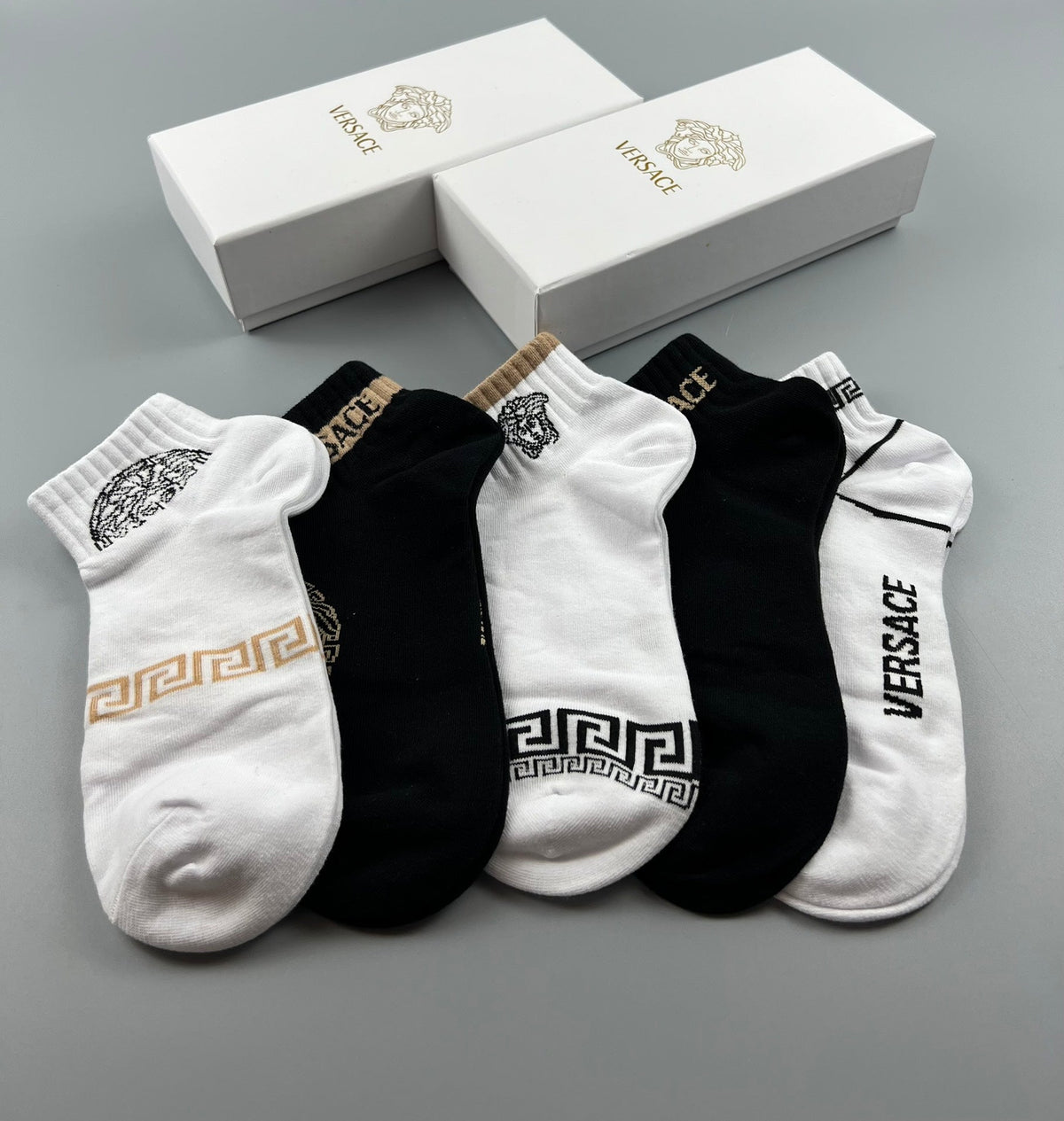 Versace Logo Crew Socks - 5-Pair Box