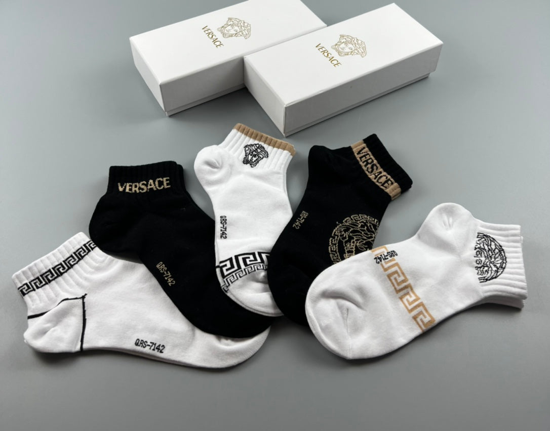 Versace Logo Crew Socks - 5-Pair Box