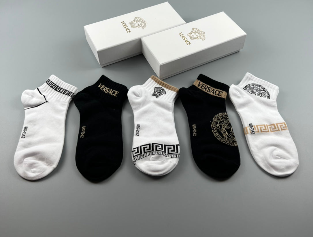Versace Logo Crew Socks - 5-Pair Box