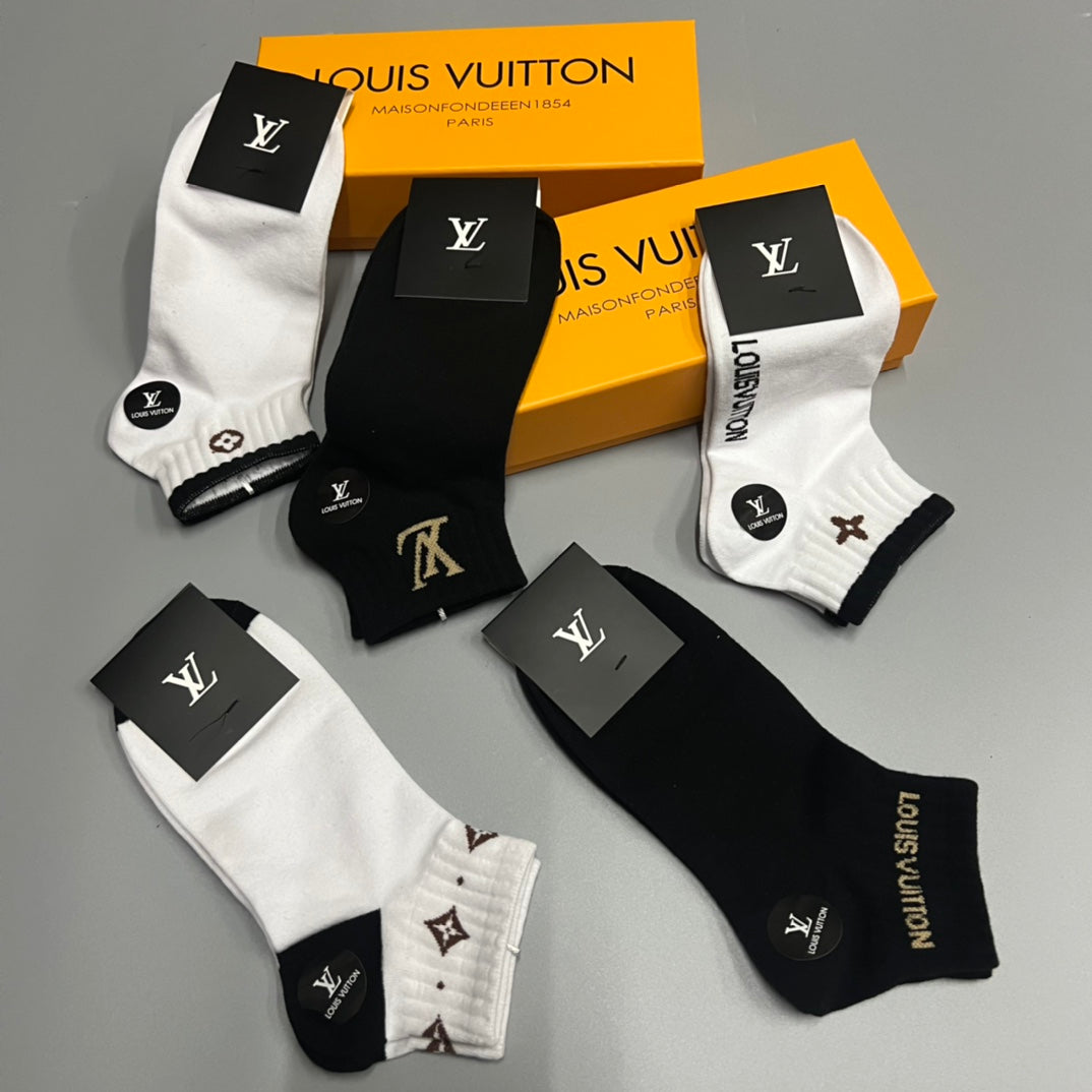 Louis Vuitton Small Initial And Emblem Details Ankle Socks - 5-Pair Set
