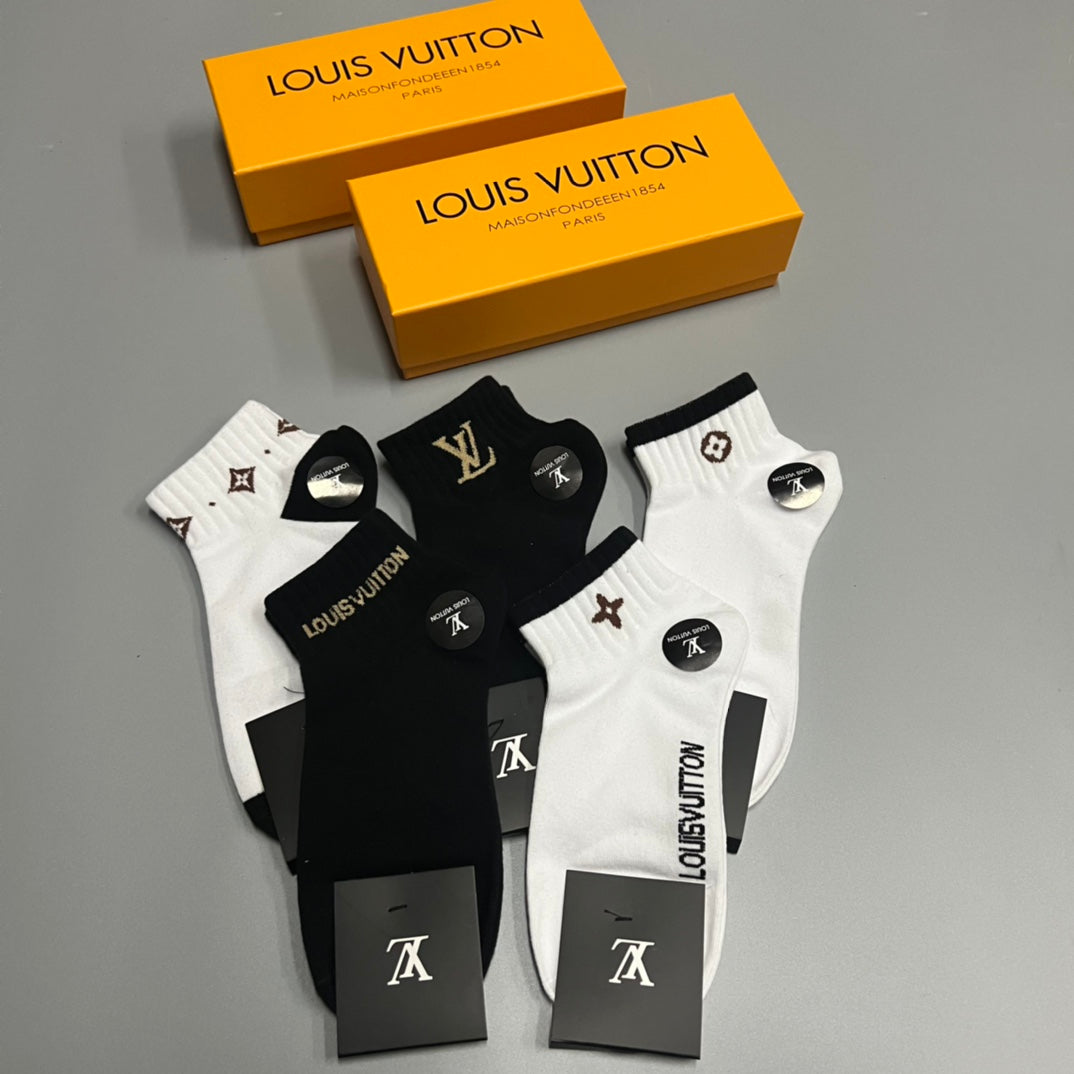 Louis Vuitton Small Initial Details Ankle Socks - 5-Pair Set