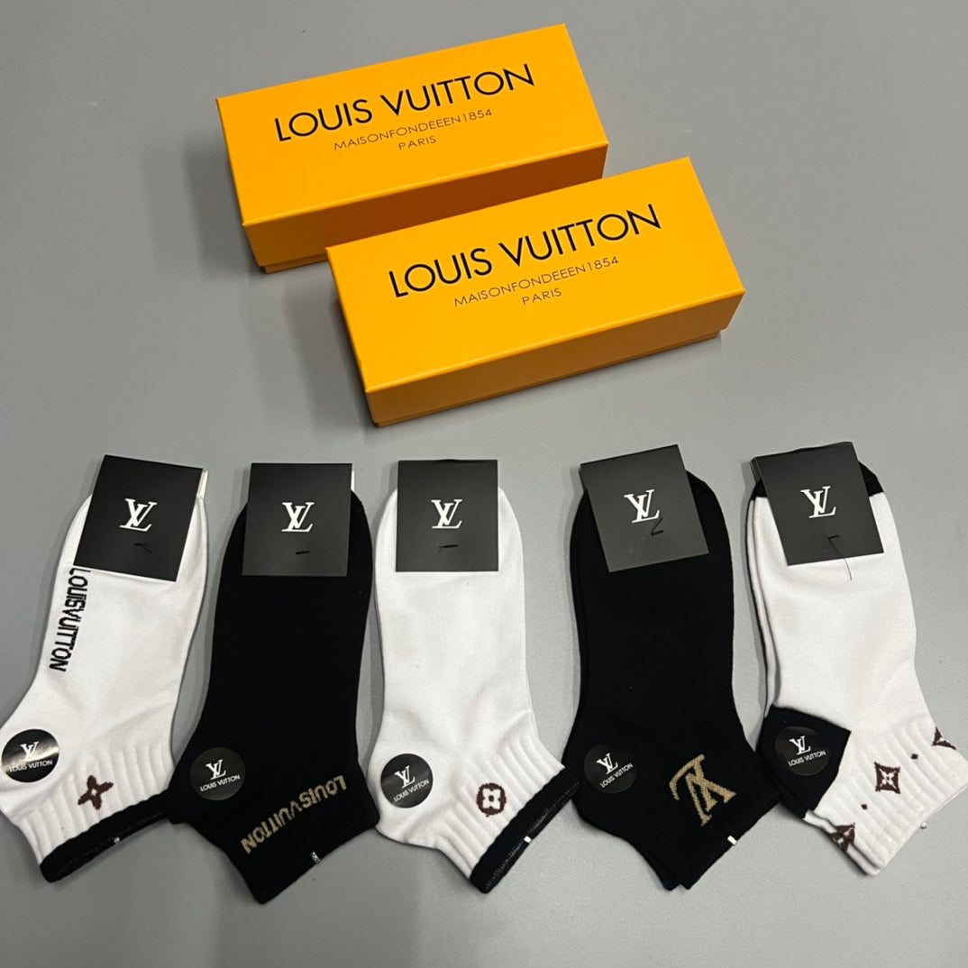 Louis Vuitton Small Initial Details Ankle Socks - 5-Pair Set