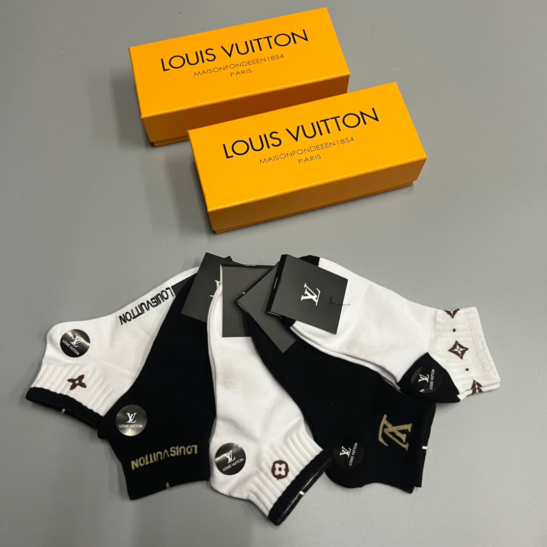 Louis Vuitton Small Initial Details Ankle Socks - 5-Pair Set