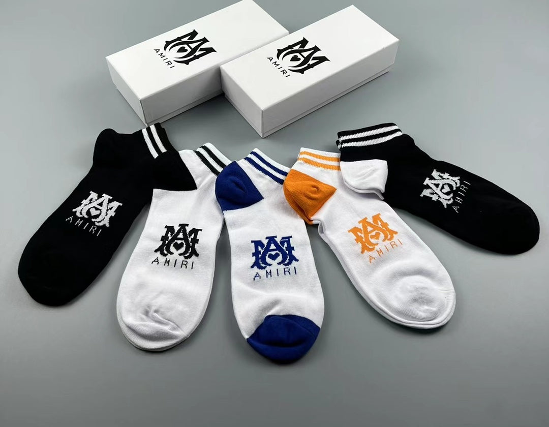 Amiri Ma-Style Graphics Ankle Socks - 5-Pair Set