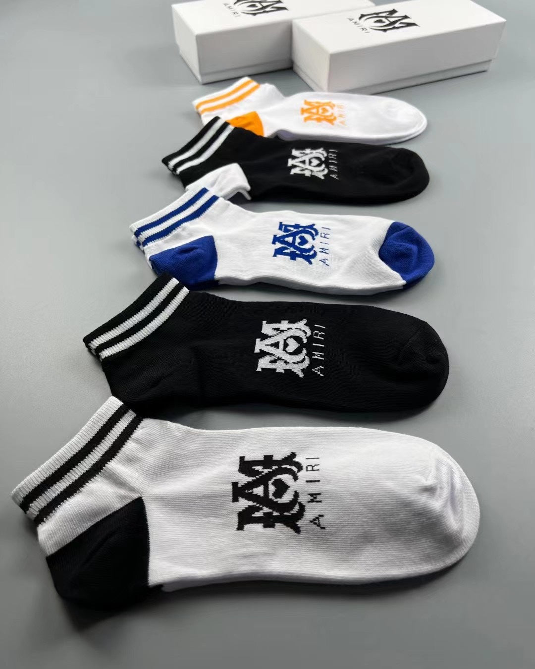 Amiri Ma-Style Graphics Ankle Socks - 5-Pair Set