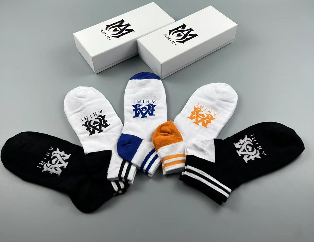 Amiri Ma-Style Graphics Ankle Socks - 5-Pair Set