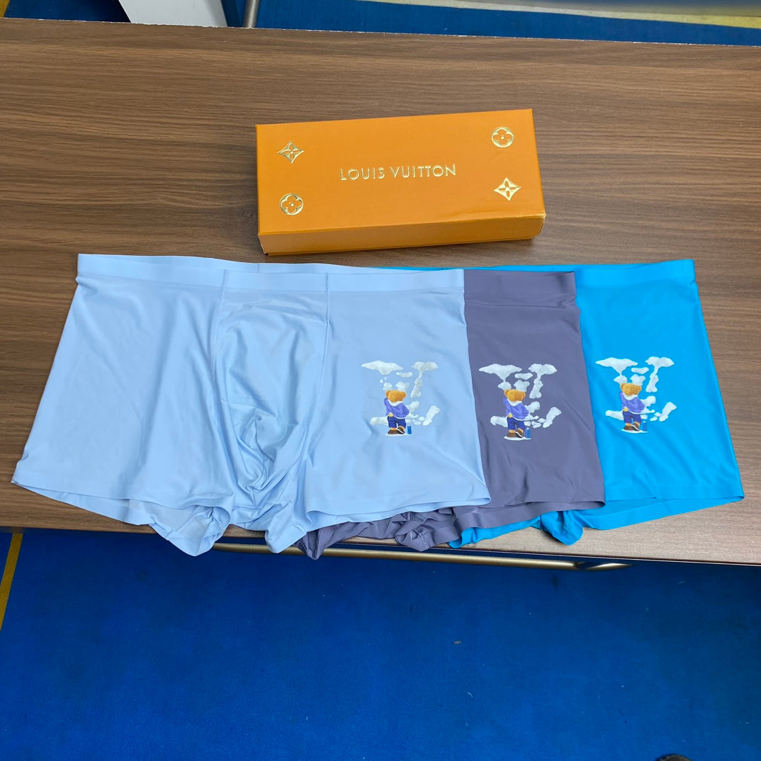 Louis Vuitton Blue & Grey Men's Boxer Briefs - 3-Piece Box