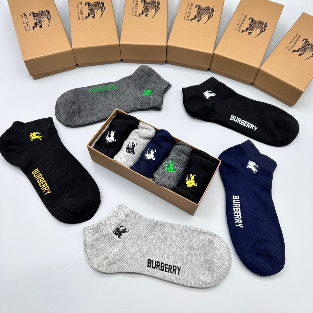 Burberry Colourful Horse Graphics Ankle Socks - 5-Pair Set