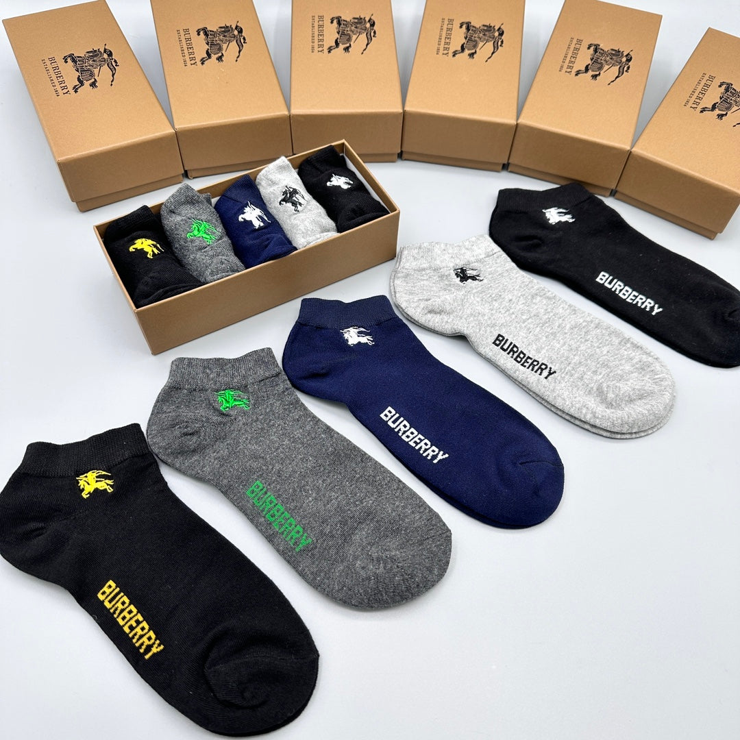 Burberry Colourful Horse Graphics Ankle Socks - 5-Pair Set
