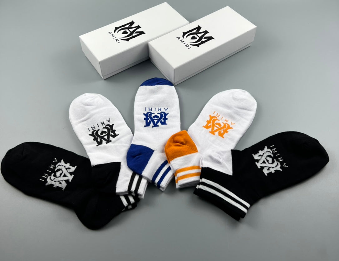 Amiri Ma-Style Graphics Ankle Socks - 5-Pair Set
